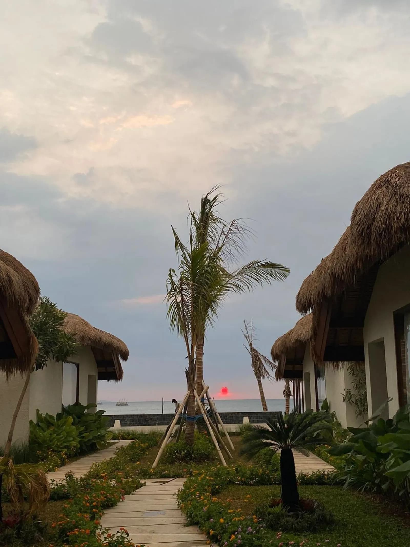 Sunset between the alang-alang roofs